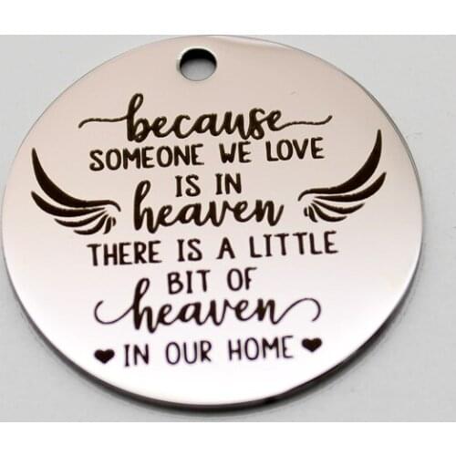 20pcs Memory Heaven Charms Stainless Steel Pendant Because Someone We Love Is In Heaven... Charm DIY Handmade Accessories