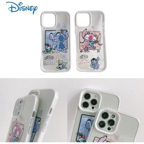 Disney Stitch Transparent Animation Mobile Phone Soft Shell Three-in-one Detachable Protection for Iphone 7 8Plus X 11 12 Promax