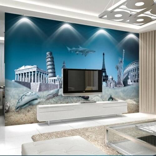 Dropshipping Colomac Blue Wallpaper Nordic Style World Famous Landmark 3d Wallpaper for Walls 3d Foto Mural Papel Pintado 3d