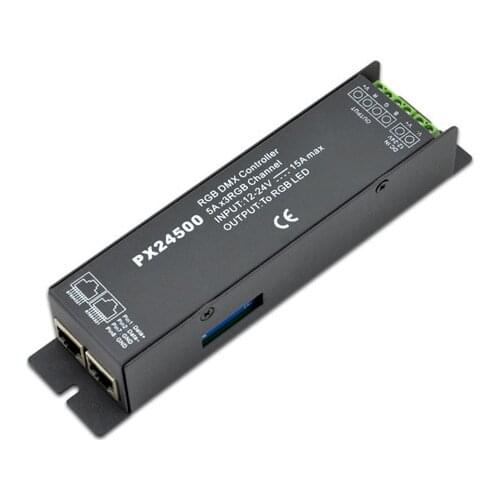 PX24500; 5A*3ch 180~360W 12-24VDC RJ45 DIP Switch Constant Voltage DMX Decoder
