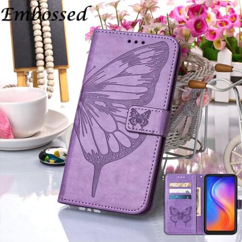 Embossed PU Leather Case For Tecno Spark 6 Go 5 Air Flip Wallet Cover KE5 KE6 KE7 KD6a Flower Butterfly Card Holder Phone Shell