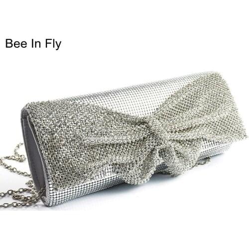 Luxury Women’s Paillette Evening Bag High Quality Handmade Bow Evening Clutch Bags Sequin Crystal Fashion Designer Female Purse