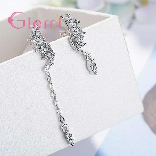 2 Colors Luxury Rose Gold/Silver Color Wing Drop Earrings with Zircon Stone Women Birthday Gift Bijouterie Wholesale