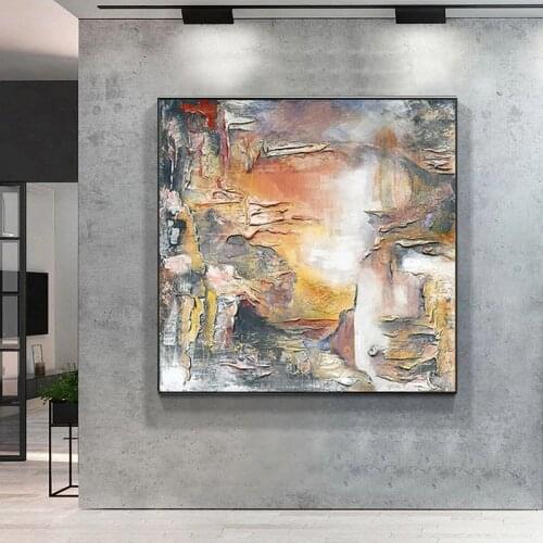Hand Painted 3d Thick Oil Painting On Canvas Abstract Lake Landscape Wall Art For Living Room Modern Abstract Pictures