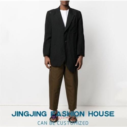 S-6XL!!Cotton linen loose casual suit personality mans coat breathable spring and summer solid color single suit
