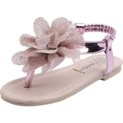 Toddler Sandals Flowers Flip Flops Bohemia Outdoor Beach Shoes for Girls Summer Sandal Children Soft Sole 2021 Colorful Fashion