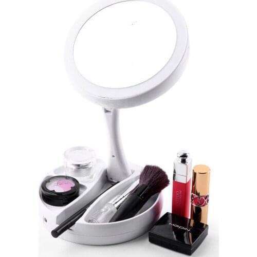 Folding Cosmetic LED Mirror Flexible Makeup Mirror with Led Light Fold Portable USB Chargeableable Standing Desk Cosmetic Mirro