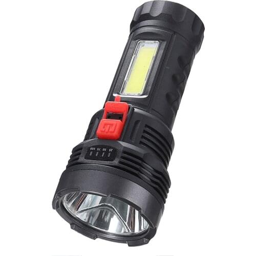 LED Outdoor Torch Flashlight Flash Lights Rechargeable With Sidelight Super Bright Portable For Hiking Camping Waterproof