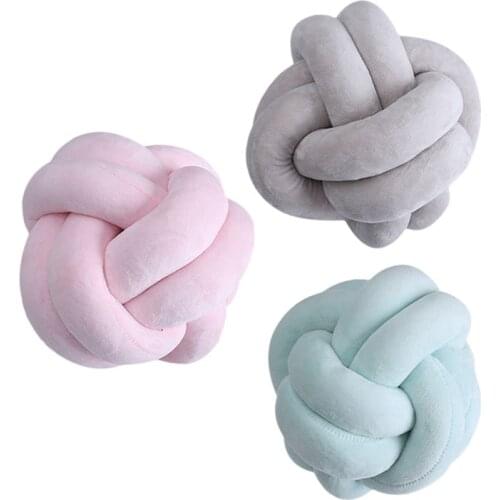 Warm Nordic Style Pillow Cushion Velvet Ball Knot Pillow Solid Color Baby Calm Sleep Dolls Stuffed Bedroom Decoration Lovely