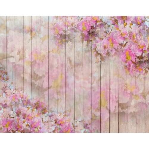TR Photographic Camera Baby Backdrops Bokeh Pink Flowers Wooden Board Wall Newborn Kids Backgrounds Studio Vinyl Photo Backdrops
