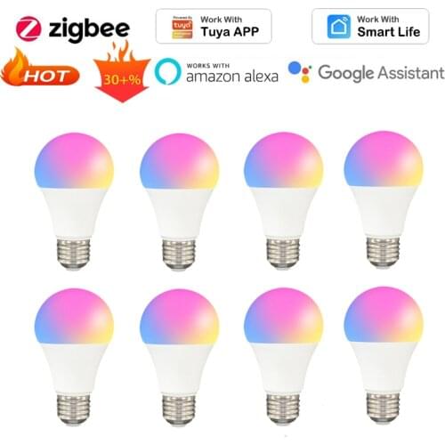 Hot E27 Light 9W Zigbee Smart RGBCW LED Bulb Lamp for Tuya Smart Life APP Automation,Compatible with Alexa Google Home