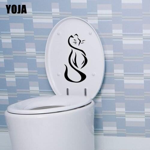 YOJA 11.8*24.4CM Tribal Cat Toilet Decal Living Bedroom Home Wall Decor Sticker T4-0035