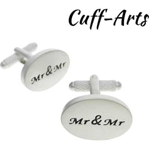 Cufflinks Mr & Mr Design Cufflinks Men Wedding Cuff Link Men Jewelry High Quality Letter Print Cufflinks Tie Clips C10103