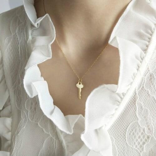 Statement Necklace Women 925 Sterling Silver Gold Color Chain Harajuku Key Pendant Choker Necklaces Collier Femme Jewelry