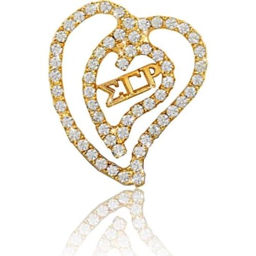 Sorority Fraternity sigma gamma rho Crystal SGR Heart Brooch lappel pin Jewelry accessories