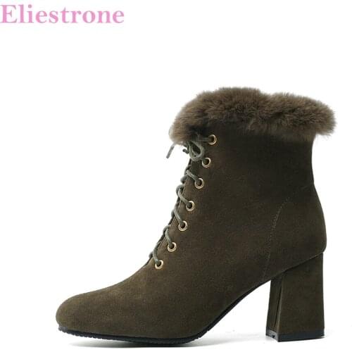 Winter Brand New Lace up Black Brown Women Ankle Combat Boots High Heels Lady Shoes LS929 Plus Big Small Size 11 30 43 46