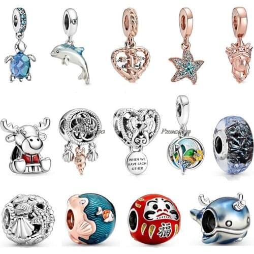 925 Sterling Silver Red Enamel Vest Canada Moose Maple Leaf Branch Charm Bead Fit Women Pandora Bracelet & Necklace Jewelry