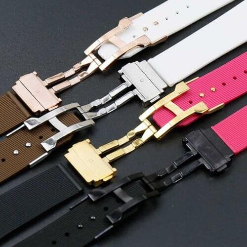 Womens waterproof silicone watch 21mmx15mm for HUBLOT Hublot rubber strap accessories buckle watch band