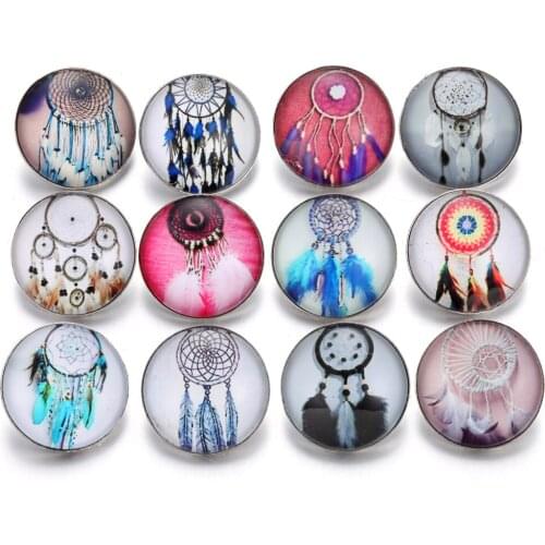 10pcs/lot New Snap Button Jewelry Dream Catcher 18mm Glass Snap Jewelry Fit 18mm Snap Necklace Bracelets for Women DIY Jewelry