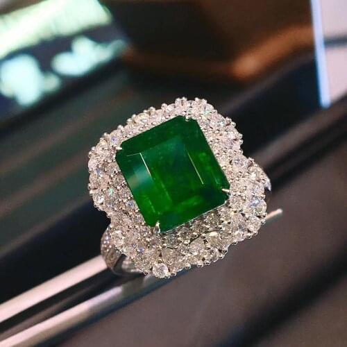 100% Natural Real 2.67ct Zambian Emerald Wedding Anniversary Ring with Real Diamond 14k White Gold Fine Jewelry Ring-Pendant Use