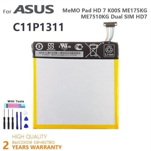 100% Original 3910mAh C11P1311 Tablet Phone For ASUS MeMO Pad HD 7 K00S ME175KG ME7510KG Dual SIM HD7 Batteries With Tools