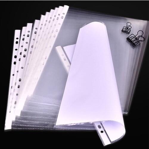 100Pcs/set 11-hole Document Bag A4 Perforated Insert Bag Loose-leaf Document Storage Bag Student Office Stationery