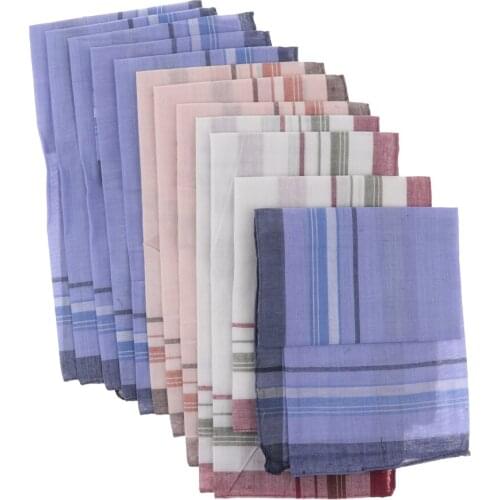 12x Mixed Soft Handkerchiefs Fashion Plaid Hankies Party Square