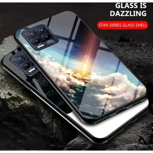 2021 LUXURY Painting Tempered Glass Hard Back Panel Funda Realme 8 Pro Case Bumper Armor 360 Protect for OPPO Realmi 8 Cover RM
