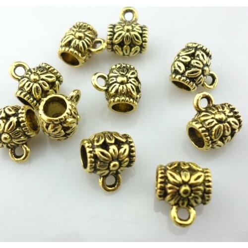 44pcs Tibetan Gold/Silver Charms Bails Spacer Beads Connectors Pendants 6x8x9mm Jewelry Findings