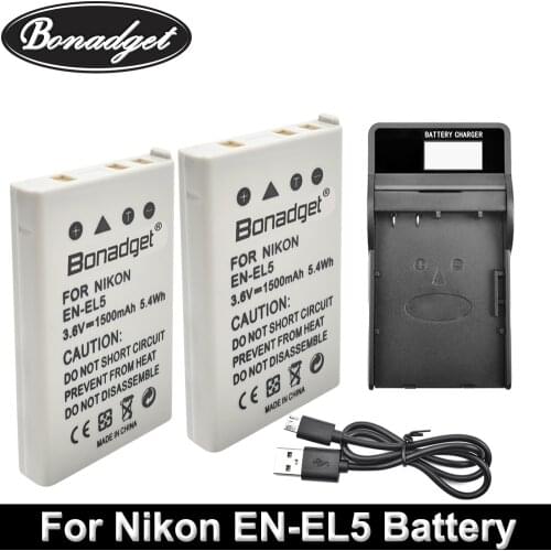 Bonadget EN-EL5 Digital Camera Battery+USB Charger For Nikon Coolpix P4 PS30 P80 P90 P100 P500 P510 P520 P530 P5000 P5100 P6000