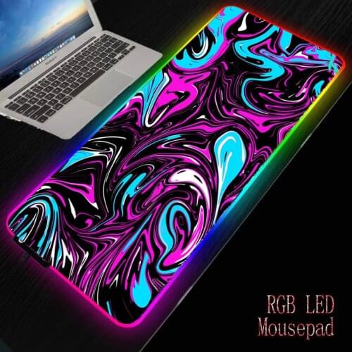 Watercolor Abstract RGB Gaming Accessories Large Mouse Pad LED Light Computer Mousepad XXL Gamer Desk Mat Pad PC Keyboard Laptop
