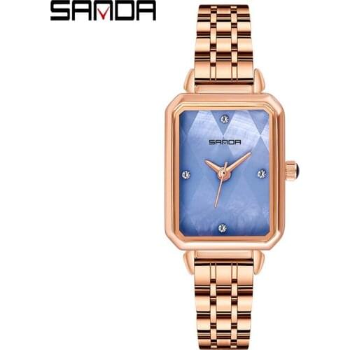 Sanda NEW Retro Women Wristwatches Malachite Green Sparkling Starry Quartz Dial Ladies Watches Fashion Trend Roman Scale Clock