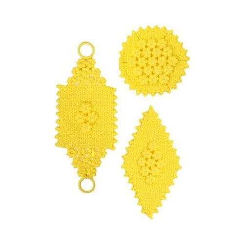 DowryWorld-Handcrafted Yellow Daisy 3-Piece Washcloth Set