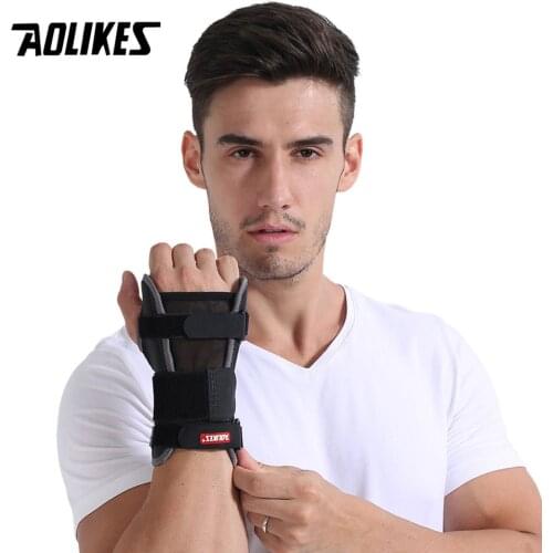 AOLIKES 1PCS Wrist Brace Support Sport WristBand Safe Steel Splint Hand Thumb Bandage Wrist Wraps For Men Women Dislocated