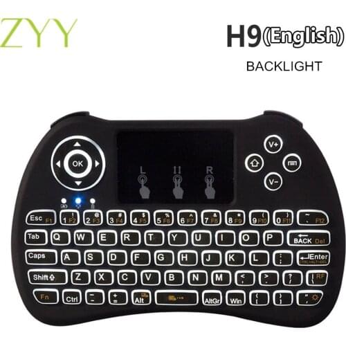 H9 Mini Hand-held Backlight Keyboard Air Mouse Wireless QWERTY Combo Remote Control Built-in Lithium Battery For PC Laptop TV