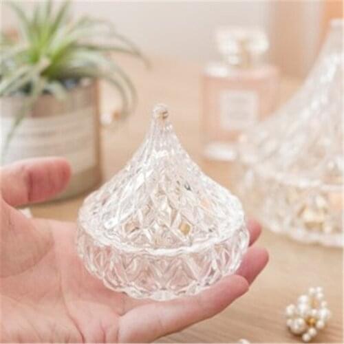 Crystal Embossed Glass Jewelry Storage Ring Box Small Glass Sugar Bowl Ornaments