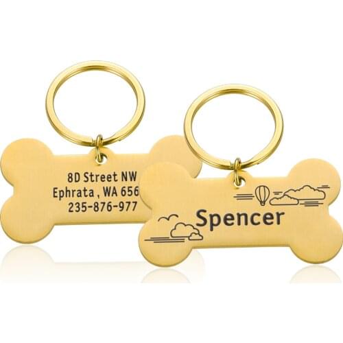 Engraved Stainless Personalized Dog Tag Custom Pet Puppy Cat Id Tag Dog Collar Accessories Steel Name Number Dogs Cats Supplies