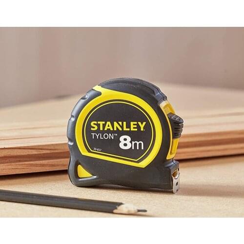 Stanley Black Color Meter Comfortable Use Long Time Use Casual large lock system Measuring 8 Meters Length Ergonomic Belt Hook Gauge Measure Tape Measurement Tool Measure Meter Tape Measure Hand Tools ST130657