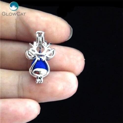 K383 5pcs/lot Silver Copper Pearl Cage Animal Xmas Elk Horn Star Pendant Fairytale Party Essential Oil Diffuser