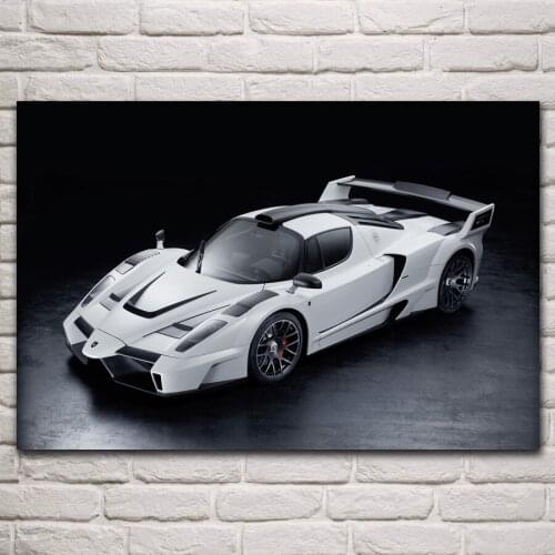 Cool white supercar bw car vehicle monochrome artwork living room home decor wall art print wood frame fabric poster KP792