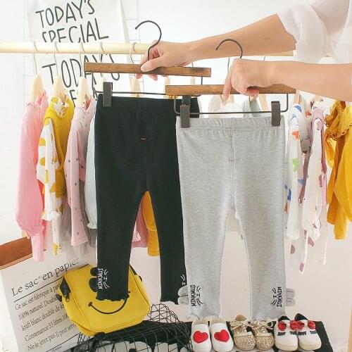 Korean Style Baby Girls Leggings Cotton Cartoon Rabbit Ear Kids Trousers Elastic Children Pencil Pants Toddler Girls Leggings