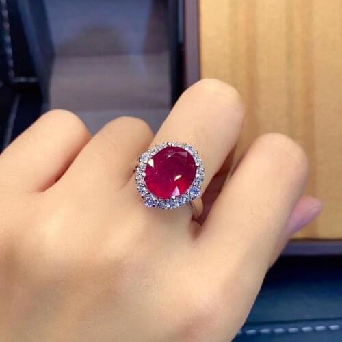 Fashion Ring Ruby ring Free shipping Real and natural ruby 925 sterling silver 10*12mm gemstone Fine women jewelry