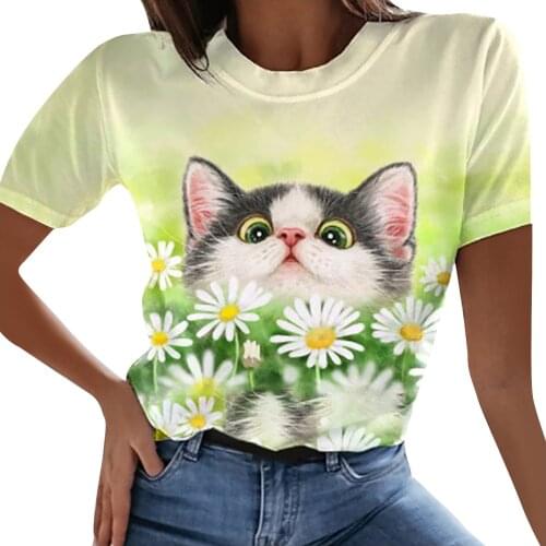 Fashion Womens Tops And Blouses Women Abstract Funny Printed Casual Short Sleeve O-neck Tops Blouse Blusas Mujer De Moda 2021