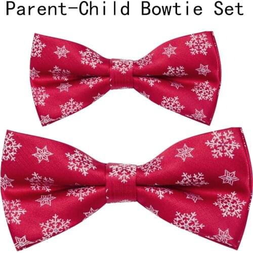 Ricnais Brand New Parent-child Christmas Bowtie Set Santa Claus Tree Silk Bow Tie For Men & Boys Christmas Festival Party Gifts