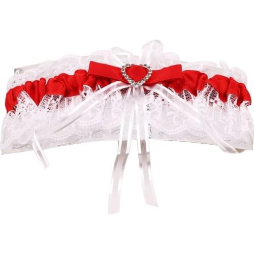 Sexy Suspender Rhinestone Lace Garter Elegant Women Lace Mesh Bowknot Belt Bride Party Wedding Leg Rings