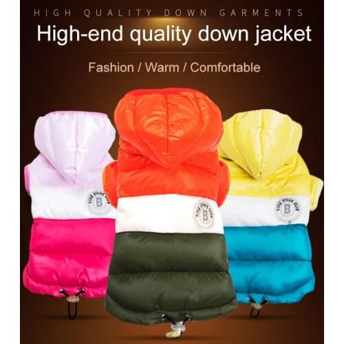 Big Dog Down Jacket Winter Warm Dog Clothes for Small Large Dogs French Bulldog Pug Hooded Splice Color Coat Pets Clothing