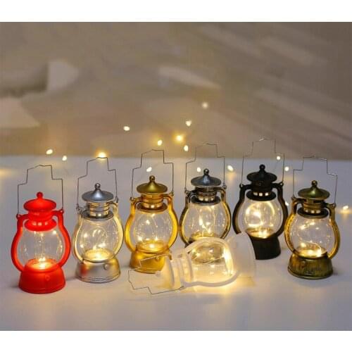 Christmas Retro Small Oil Lamp Electronic Candle Light Pony Lantern Creative Decorations Gifts Wind Lanterns