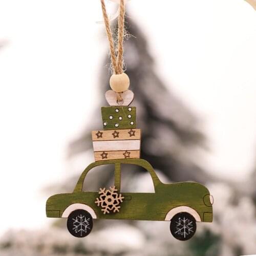 Christmas Decorations Wooden Painted Colorful Car Christmas Tree Ornaments Pendant Decor for Home Kids Toys Xmas New Year Gift