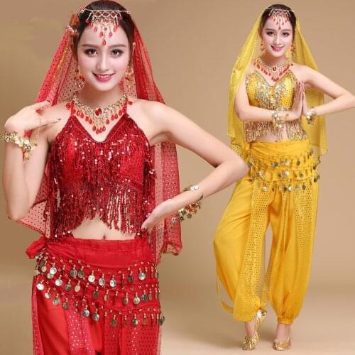 Belly dance costume set woman bollywood women indian bellydance bollywood dance costumes professional top pants tribal clothing