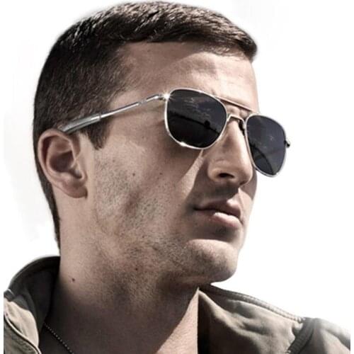 New Top Quality Metal Brand Design Classic Sunglasses Men Military Army Pilot Style Polarized 52mm Sunglasses